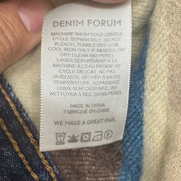 Aritzia Denim Forum Corduroy Collar Jean Jacket Oversized XS Blue Brown - Picture 6 of 9